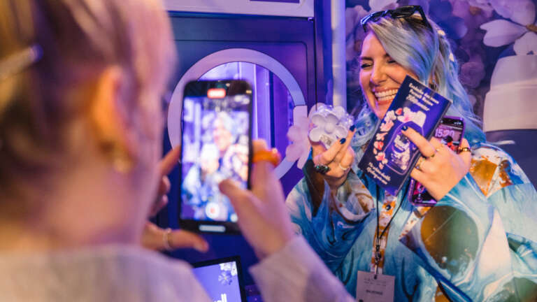 Joyful participation in an immersive product activation, photographed live by a visitor